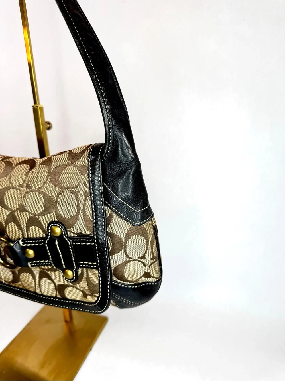 AUTHENTIC 2007 Y2K Coach Ergo Signature Belted Flap Shoulder Bag 11277 - Picture 3 of 16
